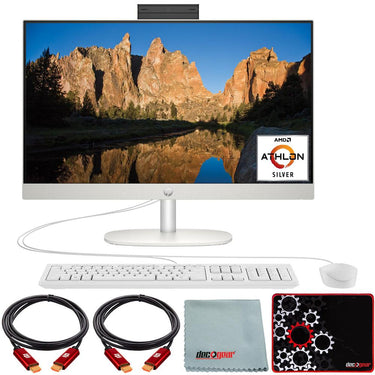 Hewlett Packard 23.8" All-in-One Desktop PC AMD Athlon Silver 7120U, 8 GB RAM +Mouse Pad Bundle