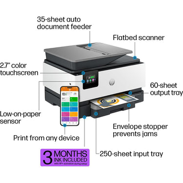 Hewlett Packard OfficeJet Pro 9125e All-in-One Printer Color Touch Open Box