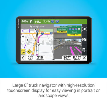 Garmin dezl OTR820 8" GPS Truck Navigator, Custom Truck Routing, Satellite Imagery