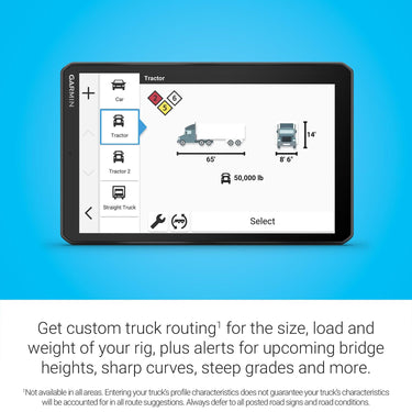 Garmin dezl OTR820 8" GPS Truck Navigator, Custom Truck Routing, Satellite Imagery