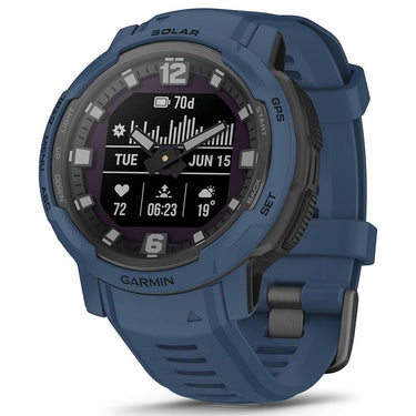 Garmin Instinct Crossover Solar Rugged Hybrid Smartwatch Blue + 2 Year Warranty