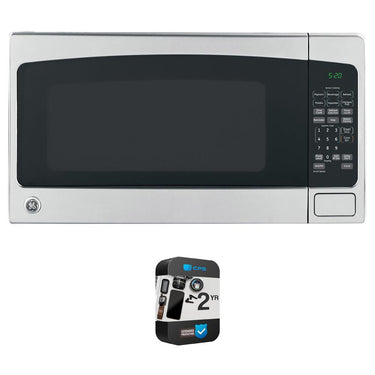 GE 2.0 Cu. Ft. Capacity Countertop Microwave Oven with 2 YR Warranty Bundle