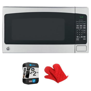 GE 2.0 Cu. Ft. Countertop Microwave Oven w/ Oven Mitt + 2 YR Warranty Bundle