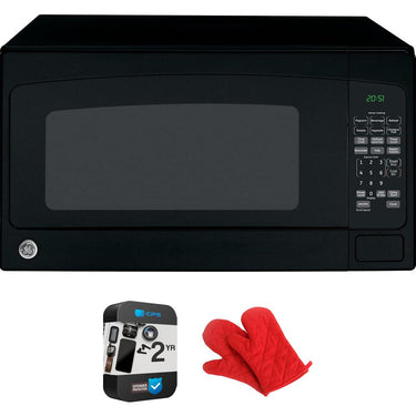 GE 2.0 Cu. Ft. Countertop Microwave Oven w/ Oven Mitt + 2 YR Warranty Bundle