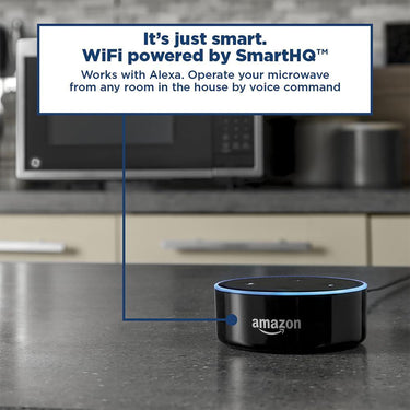 GE 0.9 Cu. Ft. Capacity Smart Countertop Microwave Oven with 2 YR Warranty Bundle