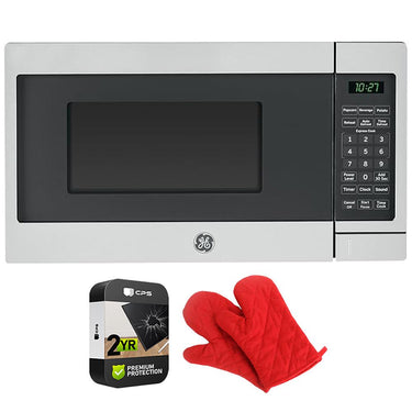 GE Countertop Microwave Oven 700 W 0.7 Cu Ft Steel + 2 Year Warranty & Oven Mitt