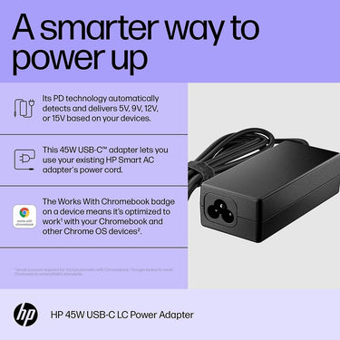 Hewlett Packard 45W USB-C LC Power Adapter - 1MZ01AA#ABA