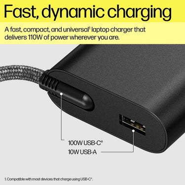 Hewlett Packard 110W USB-C Laptop Charger in Black - 8B3Y2AA#ABA