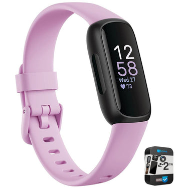 Fitbit Inspire 3 Health & Fitness Tracker, Lilac Bliss/Black w/ 2 YR Warranty Bundle