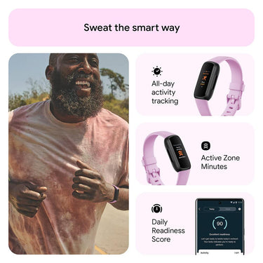 Fitbit Inspire 3 Health & Fitness Tracker, Lilac Bliss/Black w/ 2 YR Warranty Bundle