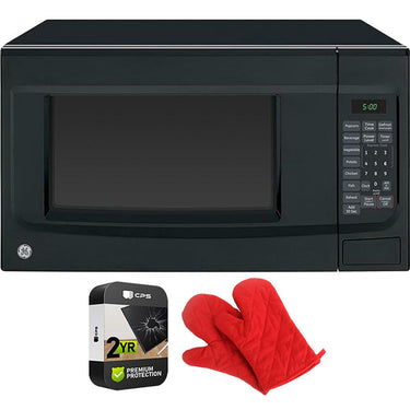 GE 1.4 Cu. Ft. Countertop Microwave Oven Black with 2 Year Warranty & Oven Mitt