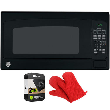 GE 2.0 Cu. Ft. Countertop Microwave Oven Black with 2 Year Warranty & Oven Mitt