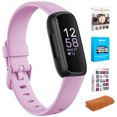 Fitbit Inspire 3 Health & Fitness Tracker, Lilac Bliss/Black w/ Fitness Bundle