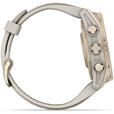 Garmin Fenix 8 43 mm, AMOLED, Sapphire, Soft Gold with Fog Gray Sandstone Silicone Band