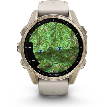 Garmin Fenix 8 43 mm, AMOLED, Sapphire, Soft Gold with Fog Gray Sandstone Silicone Band
