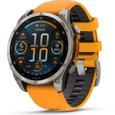 Garmin Fenix 8 47 mm, AMOLED, Sapphire,Titanium with Spark Orange Silicone Band
