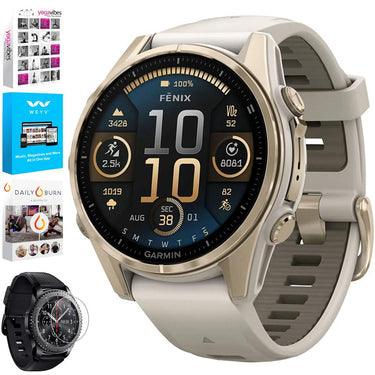 Garmin 010-02903-10 Fenix 8 43 mm, AMOLED, Sapphire, Soft Gold + Fitness Bundle