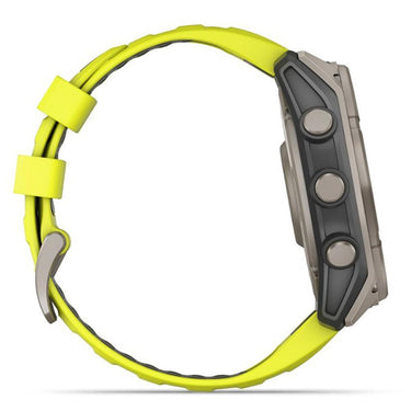 Garmin Fenix 8 51mm, Solar Sapphire, Titanium with Amp Yellow/Graphite Silicone Band