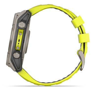 Garmin Fenix 8 47 mm, Solar Sapphire, Titanium with Amp Yellow/Graphite Silicone Band