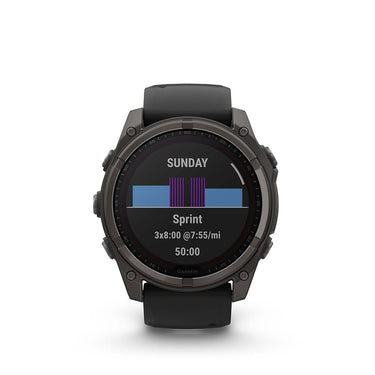Garmin Fenix 8 47 mm, Solar Sapphire, Carbon Gray DLC Titanium with Black/Pebble Gray