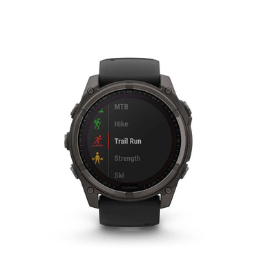 Garmin Fenix 8 47 mm, Solar Sapphire, Carbon Gray DLC Titanium with Black/Pebble Gray