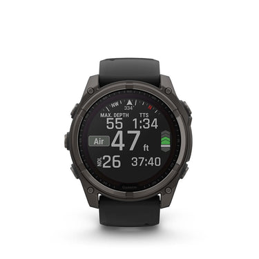 Garmin Fenix 8 47 mm, Solar Sapphire, Carbon Gray DLC Titanium with Black/Pebble Gray