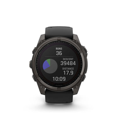 Garmin Fenix 8 47 mm, Solar Sapphire, Carbon Gray DLC Titanium with Black/Pebble Gray