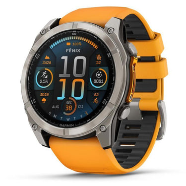 Garmin Fenix 8 51 mm, AMOLED Sapphire, Titanium w/Spark Orange/Graphite Silicone Band
