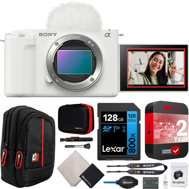 Sony ZV-E10 II Mirrorless APS-C Camera Body White Kit + Extended Warranty Bundle