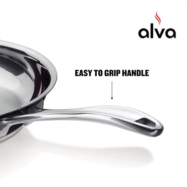 Alva Chef Stainless Steel Frying Pan Skillet Oven/Dishwasher Safe, Cookware Fry 11in