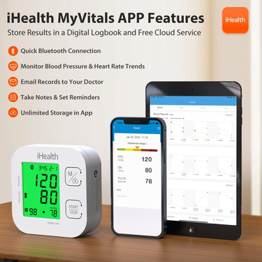 iHealth Track Blood Pressure Monitor - Bluetooth, Smart, Wide Range Cuff, iOS/Android