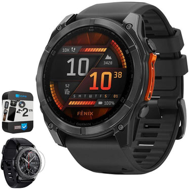 Garmin Fenix 8 51 mm, AMOLED Slate Gray with Black Silicone Band + Warranty Bundle