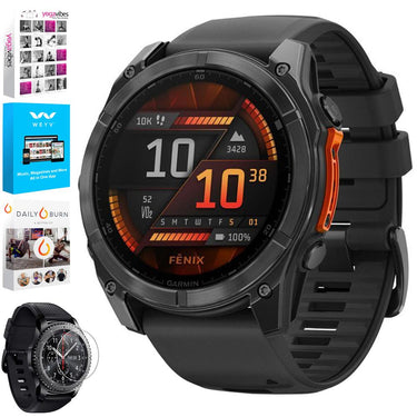 Garmin Fenix 8 51 mm, AMOLED Slate Gray with Black Silicone Band + Fitness Bundle