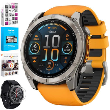 Garmin 010-02905-10 Fenix 8 51 mm, AMOLED Sapphire, Titanium + Fitness Bundle