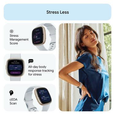 Fitbit Sense 2 Advanced Health & Fitness Smartwatch, Blue Mist / Soft Gold Aluminum