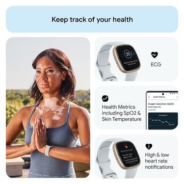 Fitbit Sense 2 Advanced Health & Fitness Smartwatch, Blue Mist / Soft Gold Aluminum