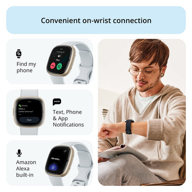 Fitbit Sense 2 Advanced Health & Fitness Smartwatch, Blue Mist / Soft Gold Aluminum