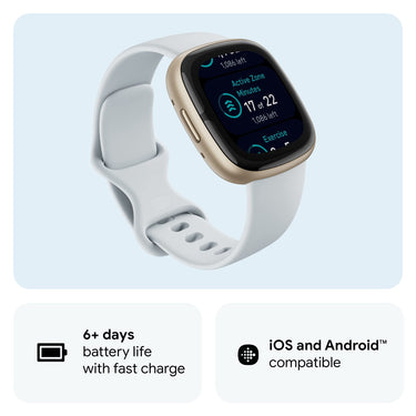 Fitbit Sense 2 Advanced Health & Fitness Smartwatch, Blue Mist / Soft Gold Aluminum
