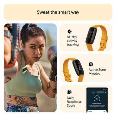 Fitbit Inspire 3 Health & Fitness Tracker, Morning Glow / Black