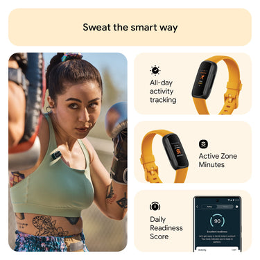 Fitbit Inspire 3 Health & Fitness Tracker, Morning Glow / Black