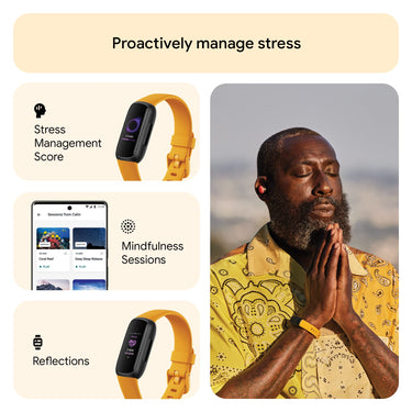Fitbit Inspire 3 Health & Fitness Tracker, Morning Glow / Black