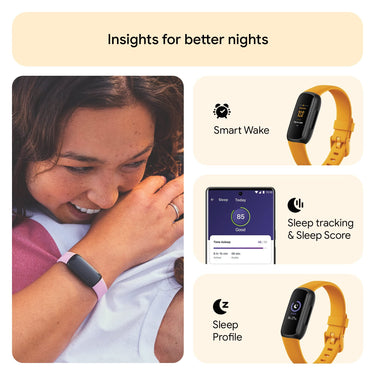 Fitbit Inspire 3 Health & Fitness Tracker, Morning Glow / Black