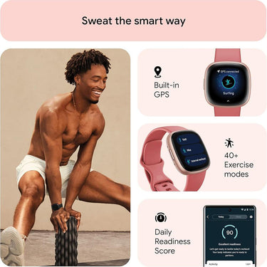 Fitbit Versa 4 Fitness Smartwatch, Pink Sand/Copper Rose Aluminum