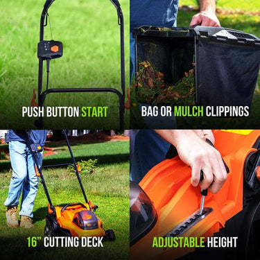 Deco Home Cordless Lawn Mower 16" Deck 40V Battery, Push Start, 45L Bag Open Box