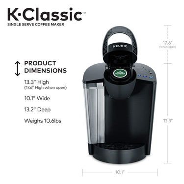 Keurig K-Classic Coffee Maker, Single Serve K-Cup Brewer, 6-10oz, Black, Refurbished