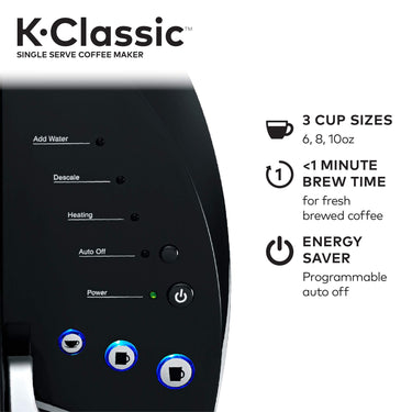 Keurig K-Classic Coffee Maker, Single Serve K-Cup Brewer, 6-10oz, Black, Refurbished