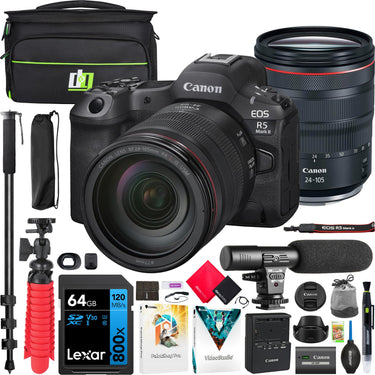 Canon EOS R5 Mark II Mirrorless Camera with RF 24-105mm F4 L IS USM Lens Kit + Bundle