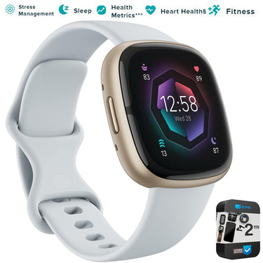 Fitbit Sense 2 Advanced Health & Fitness Smartwatch, Blue Mist w/ 2 YR Warranty Bundle