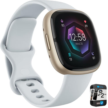 Fitbit Sense 2 Advanced Health & Fitness Smartwatch, Blue Mist w/ 2 YR Warranty Bundle