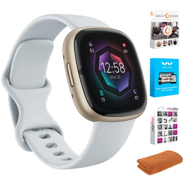 Fitbit Sense 2 Advanced Health & Fitness Smartwatch, Blue Mist w/ Fitness Bundle